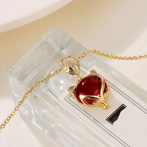 Collar con Colgante de Joyería de Animales Bonitos de Alta Calidad, Collar de Cristal Dorado con Joyería de Zorro Personalizada para Niñas y Mujeres - Product Image 4