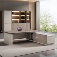 Bureau de direction moderne de luxe en bois avec éclairage LED pour PDG et Président