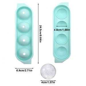 Upgraded Silicone Ice Ball Maker Mold 4-Cavity Large Round Ice <b>Cube</b> Tray Easy Release BPA Free for Whiskey Cocktails Bar - Product Image 2