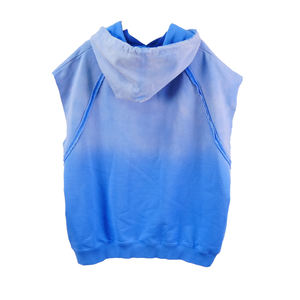 Sweat à capuche oversize décontracté bleu pour homme French Terry Raw Hem Tank Top Acid Wash Sleeveless Hoodie - Product Image 3