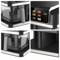 Friteuse à air numérique intelligente à double panier 4,8+4,8L avec écran en verre, économie d'énergie, nettoyage facile, sans huile, double zone