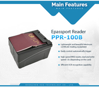 Scanner de passeport MRZ OCR à lecture RFID avec plate-forme déclinante PPR100C