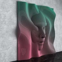 Escultura de Pared de Sirena Paramétrica, Tallada y Grabada, Diseño Ondulado en Madera de Caucho, Arte Popular Ecológico, Color Personalizado Único
