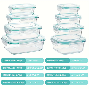 Vidro Bento Box Leak-Proof Lock Cover Selado Refeição Recipiente Preparação para Forno Microondas Almoço Frigorífico Lava-louças Uso - Product Image 6