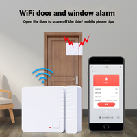 Tuya WiFi Sensor Gerak Pintu/Jendela Alarm untuk Sistem Rumah Pintar Bel Pintu Multifungsi Bahan ABS Portabel Kontrol Aplikasi 80B