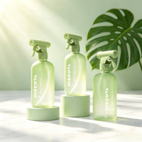Botol Semprot Kaca Hijau Kapasitas Besar Grosir 500ml Ramah Lingkungan Dapat Digunakan Kembali Botol Semprot Amber untuk Penggunaan Rumah Tangga dengan Kartu Kertas