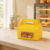 Boîte à gâteau en papier jetable en gros avec poignée, emballage personnalisé pour boulangerie, à emporter, pour anniversaire, mariage, fête