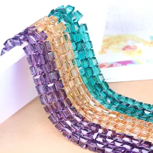 Zhubi 6mm 8mm Square Glass Beads Natural Colors Faceted Cube Crystal Beads For Jewelry Making DIY Handmade Necklace Bracelets