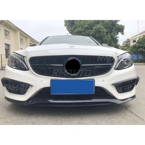 ชุดแต่งรอบคันสำหรับ Mercedes Benz C Class W205 C63 AMG ปี 2015-2018 ดิฟฟิวเซอร์กันชนหน้า สีดำเงา สไตล์สปอร์ต อุปกรณ์ตกแต่งรถยนต์ - Product Image 4