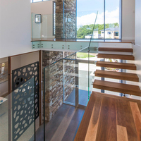 Escalier flottant pour villa, à poutres en acier pré-découpées, installation facile pour l'intérieur de la maison