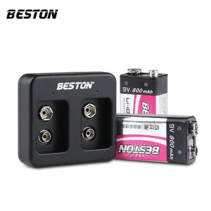 BESTON 2 bay 智能 9V 可充电锂电池充电器加 9V 800mah 电池组