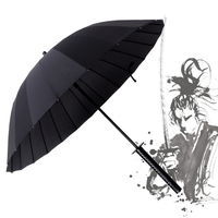 Parapluie Minimaliste Samouraï Étanche Semi-Automatique à Ouverture Rapide, Manche Longue en Tissu Pongee 8k 16k 24k, Diamètre de Ouverture 106cm