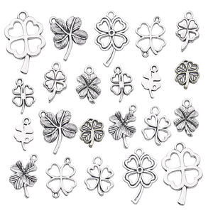 Colgante de Trébol de Cuatro Hojas de Aleación Plateada Antigua para Accesorios de Joyería DIY, Paquete de 20 Piezas - Product Image 5