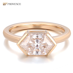 Bague en or jaune massif 18 carats véritable, style pépite, personnalisée, pour homme, avec moissanite turque, pour couples, bague de mariage en diamant en ligne - Product Image 1