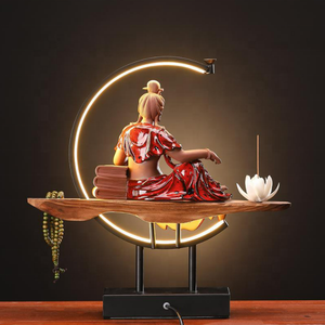 42*41*10cm Led Light Purple Sand Smoke Waterfall Sticks <strong>Holder</strong> Zen Ceramic Buddhha Backflow Incense Burner with Lamp Decor - Product Image 3