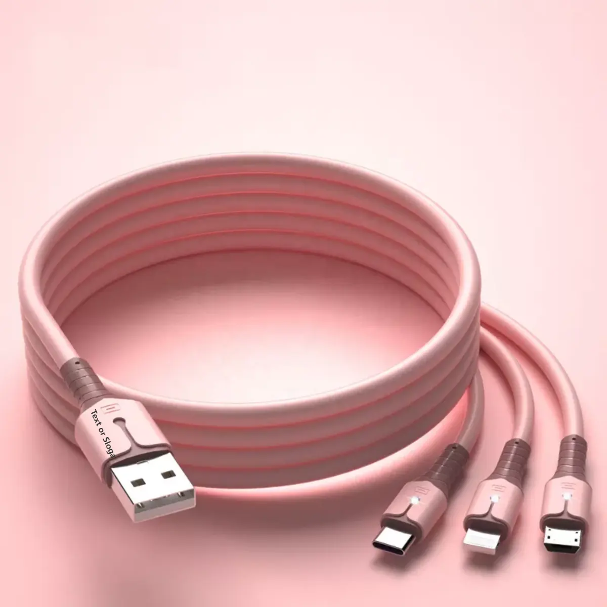 Cell Phone USB Multi Fast Charging 3 in 1 Mobile Data Cable for iPhone Micro Type C