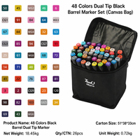 Marqueurs d'art à double pointe à l'alcool de haute qualité, 48 couleurs, ensemble de stylos professionnels pour le dessin, pour enfants, coloriage, fournitures scolaires, cadeau