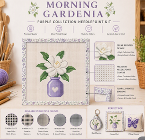 <span class=keywords><strong>Tela</strong></span> de punto de cruz de 13 hilos pintada a mano <span class=keywords><strong>con</strong></span> diseño floral de Gardenia Matutina, 100% algodón, para bordado - Product Image 2