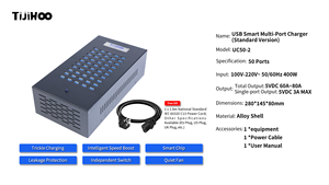 Chargeur USB rapide 50 ports TiJiHOO, construction métallique, 400W, OVP SCP, pour ordinateurs portables industriels, montres intelligentes, adaptateur universel, studios, dortoirs - Product Image 6