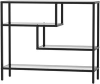 Table console moderne en MDF écologique avec plateau en verre trempé et base en tréteau, meubles de salon