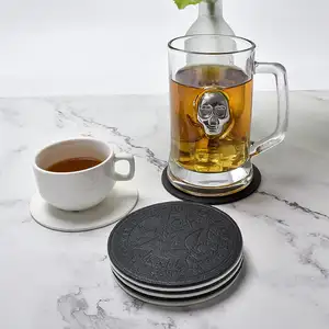 Vente en gros, tasse ronde douce, tasse à café, thé, bière, tapis absorbant, Pvc, bière, caoutchouc, Silicone, sous-verres