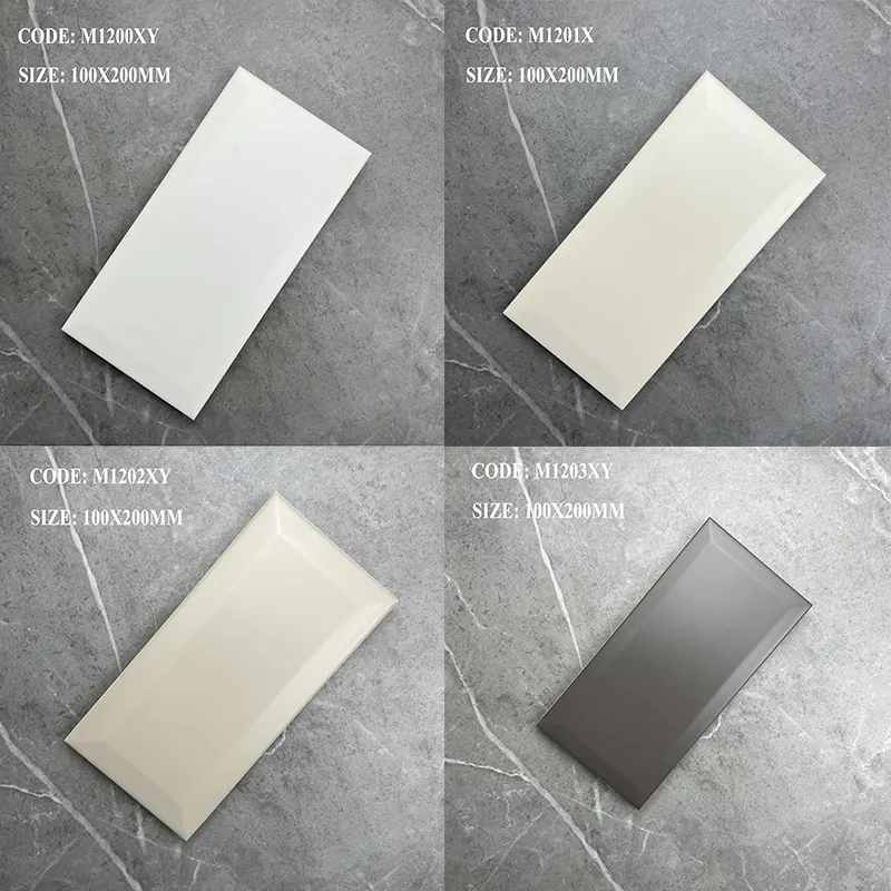 100*200mm Foshan matte mosaic tiles subway tiles Colored beveled matte mosaic tiles for kitchen, bathroom,etc interior walls