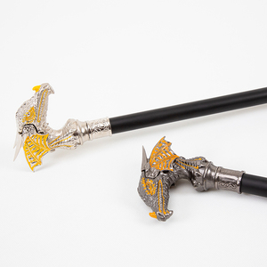 Prata metal bengala dragão cabeça forma cavalheiro vestir-se cana palco desempenho adereços halloween natal presente - Product Image 6