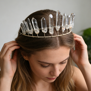 Couronne en cristal de haute qualité pour mariage, bijoux en cristal, couronne en quartz clair pour la décoration de festival - Product Image 2