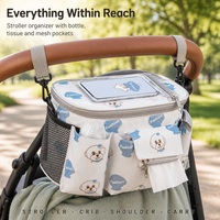 Sac à couches pour bébé personnalisé OEM ODM sous marque privée, organisateur de poussette suspendu en tissu Oxford à motifs imprimés, vente en gros