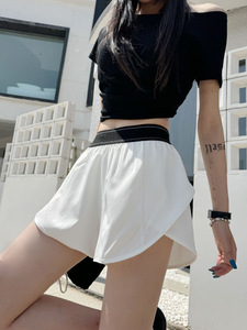 ALOIDE Pantaloncini Sportivi a Vita Alta in Nylon Spandex con Nastro a Lettere, Asciugatura Rapida, Anti-Luce, per Yoga, Fitness e Corsa <span class=keywords><strong>Outdoor</strong></span> - Product Image 6