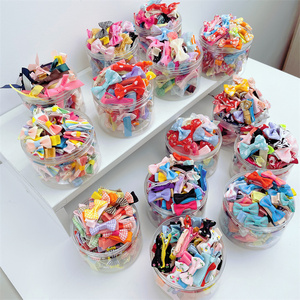 Lazo para el pelo de tamaño pequeño con cinta estampada y clip semirrígido, no daña el cabello del bebé, accesorios para el cabello - Product Image 3