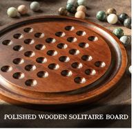 Jeu de solitaire de luxe personnalisé, plateau en bois massif, 32 billes en marbre naturel, jeu de stratégie pour un seul joueur, jeu de solitaire intelligent