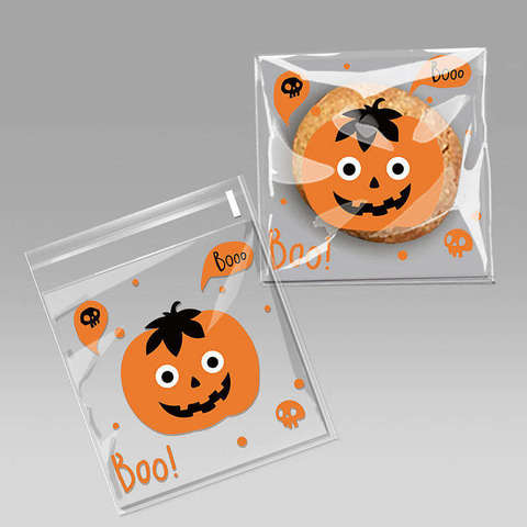 Best Selling Pumpkin Print Cookies Packaging Halloween Clear Plastic Self Adhesive Plastic Opp Clear Bags