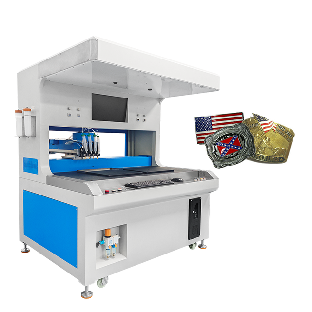 Automatic 4 Colors Two Stations Visual Enamel Dispensing Machine Metal Keychain Painting Machine for Coloring Ornaments
