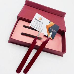 Pinzas de extensión de pestañas de aislamiento curvo de acero inoxidable con etiqueta privada de Punta puntiaguda profesional Caja de nuevo diseño sostenible - Product Image 3