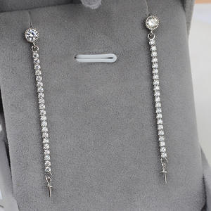 Chaîne d'oreille en argent S925 pour femmes, ensemble personnalisé, plateau vide en perles, accessoires de mode semi-finis, boucles d'oreilles en cristal - Product Image 4