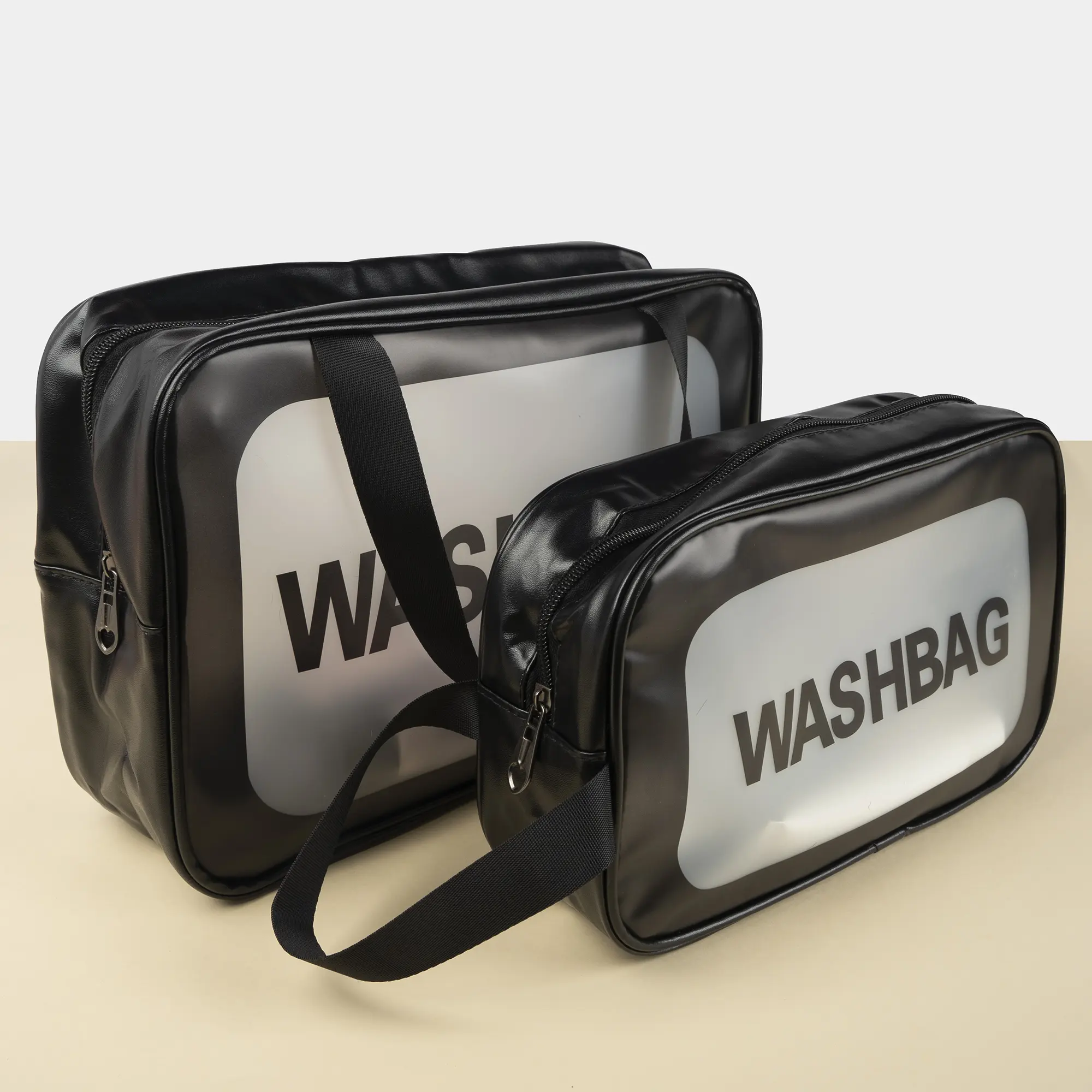Custom Black Pvc Travel Wash Bag Toiletry Waterproof Plastic Cosmetic Clear Makeup Bag for Bathroom