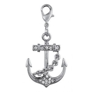 Ciondolo a forma di ancora in cristallo con strass per la creazione di gioielli e progetti artigianali - Product Image 1