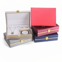 Boîte à bijoux en cuir PU brossé de luxe pour bague, collier, bracelet, ensemble de bijoux, emballage cadeau