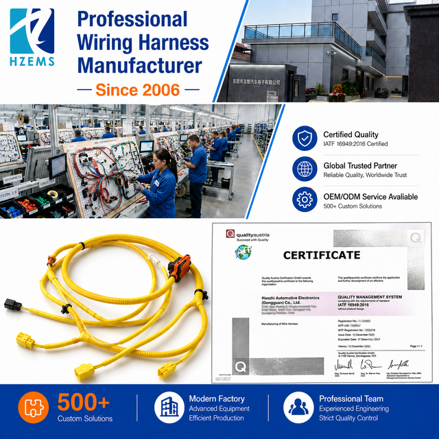 HZEMS Custom FLR9Y-A Auto Cable OEM ODM High Temperature 125 Deg C 60V Wire Harness Dongguan Factory Stranded Insulation Wire