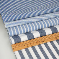 Tissu en coton poly TC à rayures aspect lin, teint en fil, personnalisé en usine, à bas prix