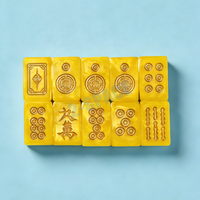 Tuiles de mahjong personnalisées peintes à la main, nacrées, en résine blanche avec encre dorée de luxe, ensemble de mahjong américain