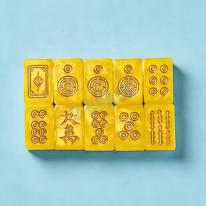 مجموعة ماهجونغ أمريكية فاخرة مخصصة مرسومة يدويًا بحبر ذهبي وقطع لؤلؤية بيضاء من الراتنج - Product Image 4