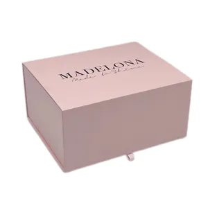 One-piece Design Luxury Pink Magnetic Paper Folded Hair Wig Packaging Boxes