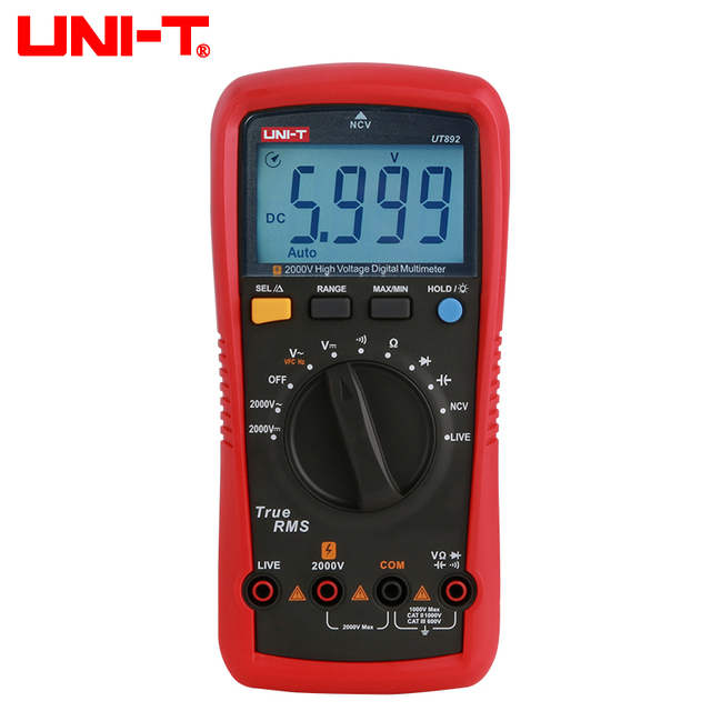 UT892 UNI-T Digital Multimeter 2000V High Voltage Detector AC DC Voltmeter Capacitance Resistance NCV LIVE Diode VFC Tester B174