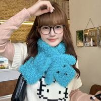 Écharpe polyvalente pour l'automne et l'hiver, écharpe en fourrure mignonne et chaude, fourrure bouclée de couleur unie, écharpe en peluche pour chiot, écharpe d'ambiance