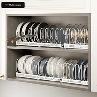 Étagère à vaisselle moderne en métal style vague pour cuisine, support de couvercles de casseroles rétractable et réglable, rangement multifonctionnel pour casseroles