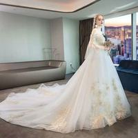 Robe de mariée florale en dentelle à sequins, à épaules dénudées, manches courtes bouffantes, broderie dorée, lavable, style robe de bal