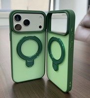 Étui de téléphone antichoc magnétique en acrylique mat avec béquille et support anneau pour iPhone 18 17 16 15 14 13 Pro Max, emballage en boîte
