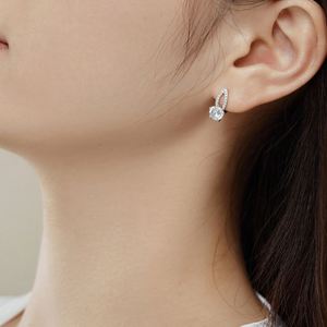 Dylam Classic Simplicity Design 925 Sterling <b>Silver</b> Rhodium Plated 5A Cubic Zirconia Diamond Hallow Out <b>Hoop</b> Earrings for Women - Product Image 3